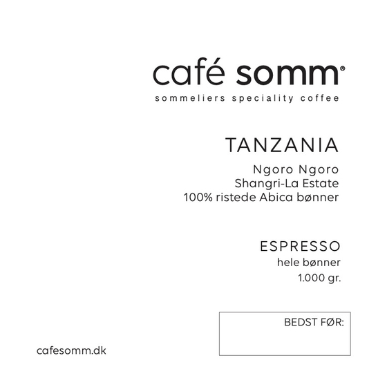 Café Somm Tanzania Ngoro Ngoro Espresso Kaffebønner